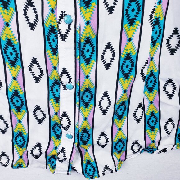 Wrangler Retro Pearl Snap Shirt Sleeveless Southwestern Print size M Western - Picture 6 of 11